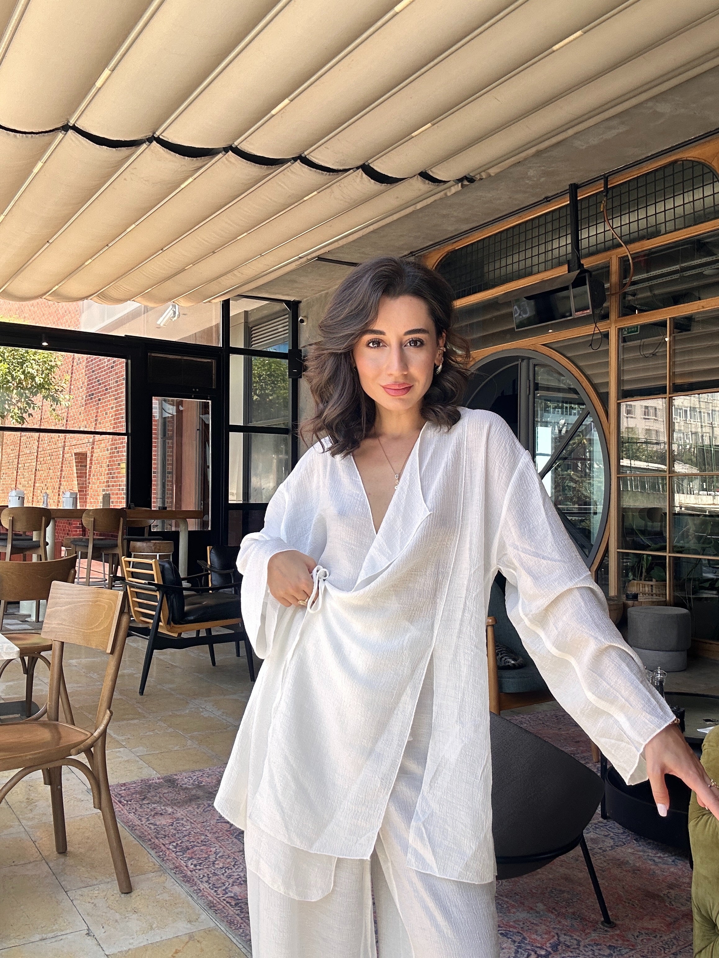 Kimono Bağlamalı Pantolon Takım