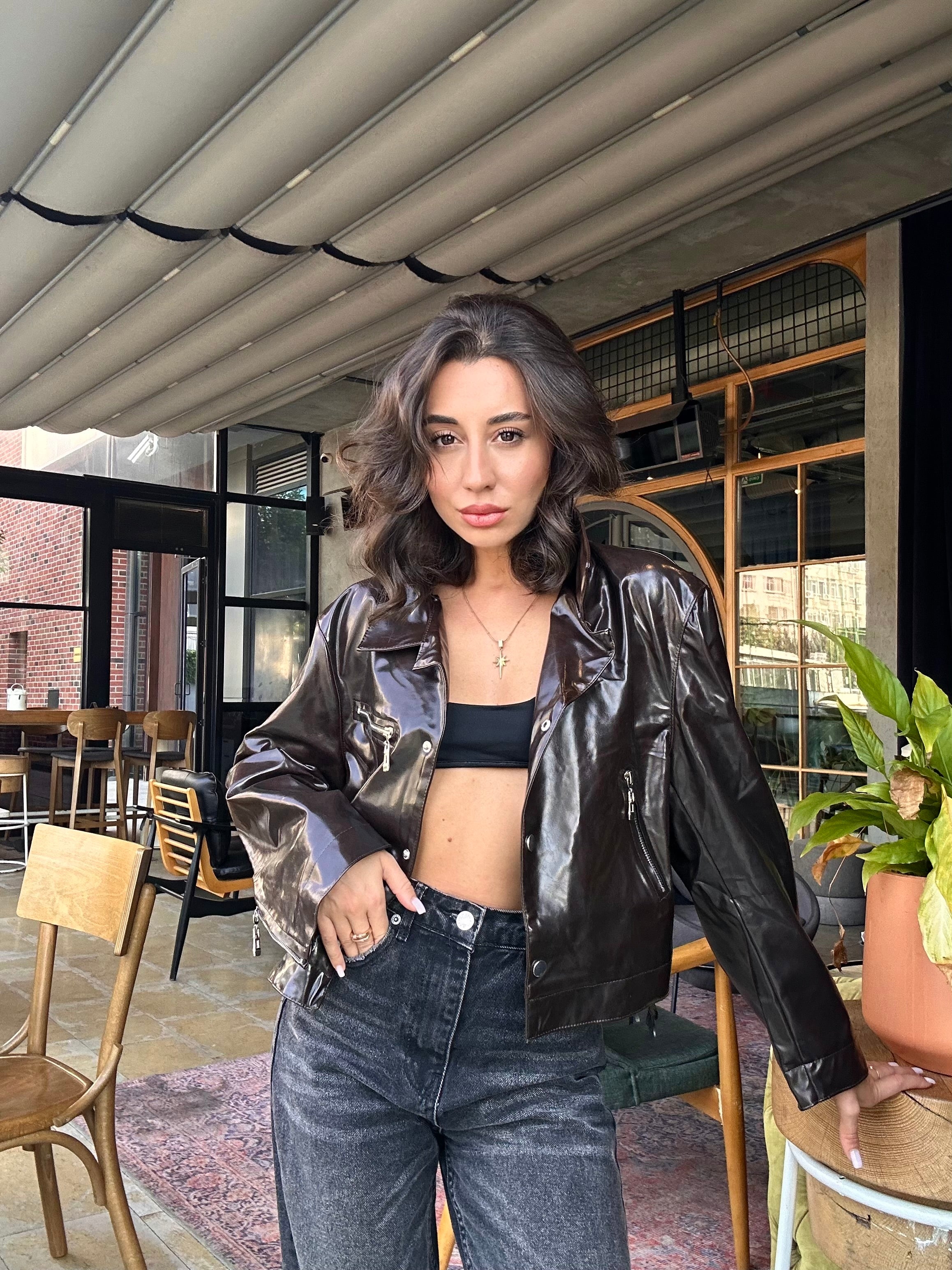 Rugan Crop Deri Ceket