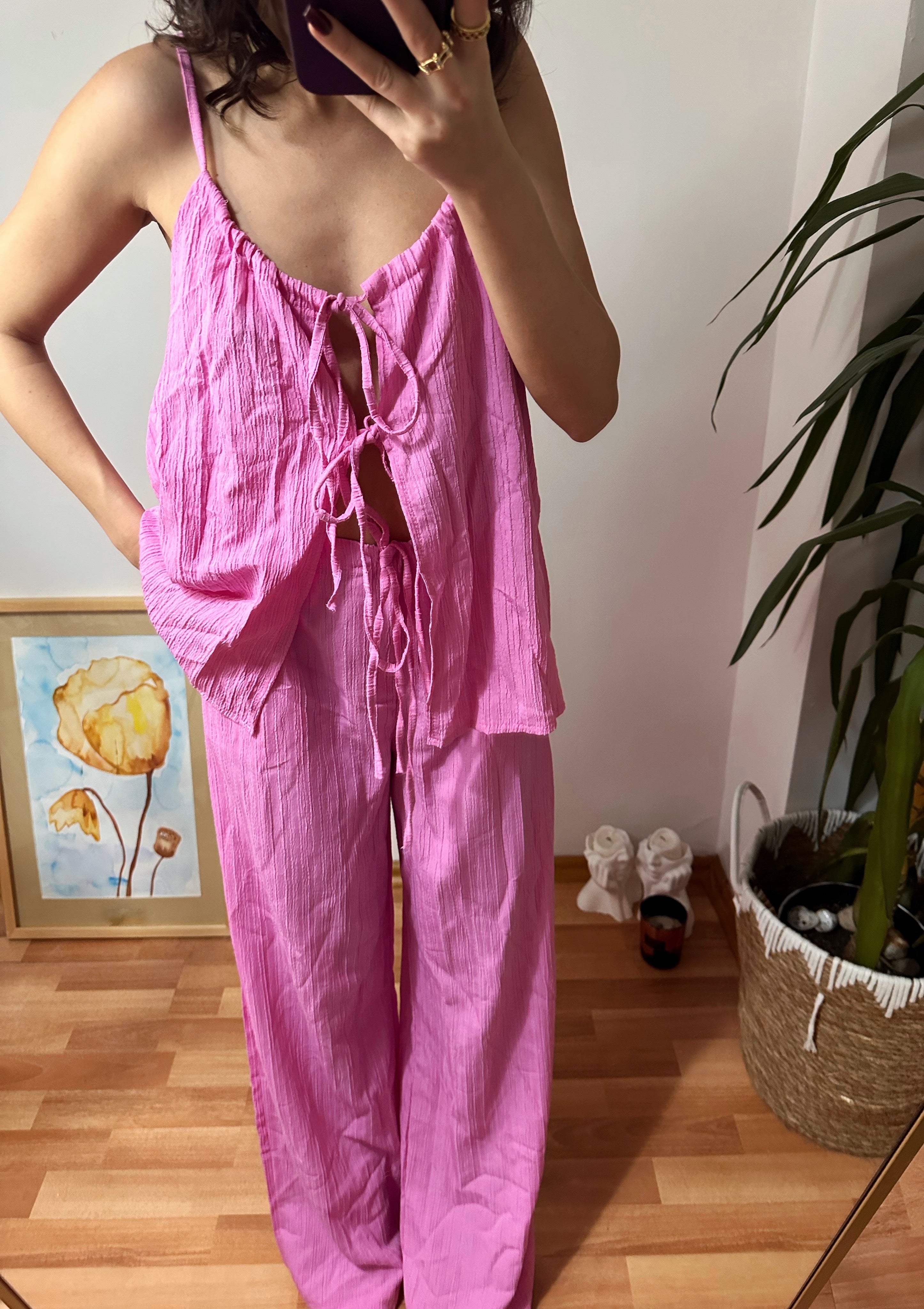 Bağlamalı Pembe Takım