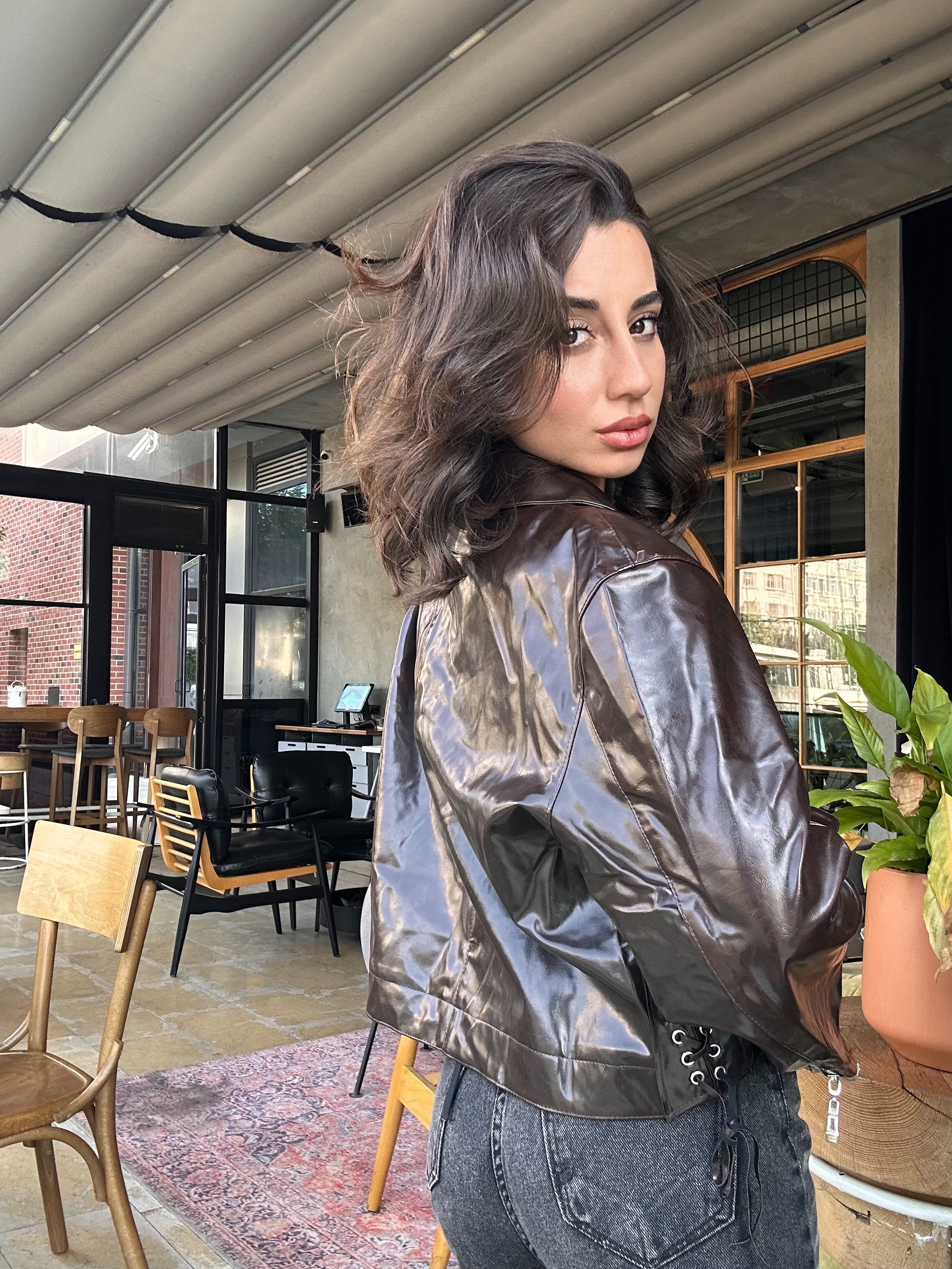 Rugan Crop Deri Ceket