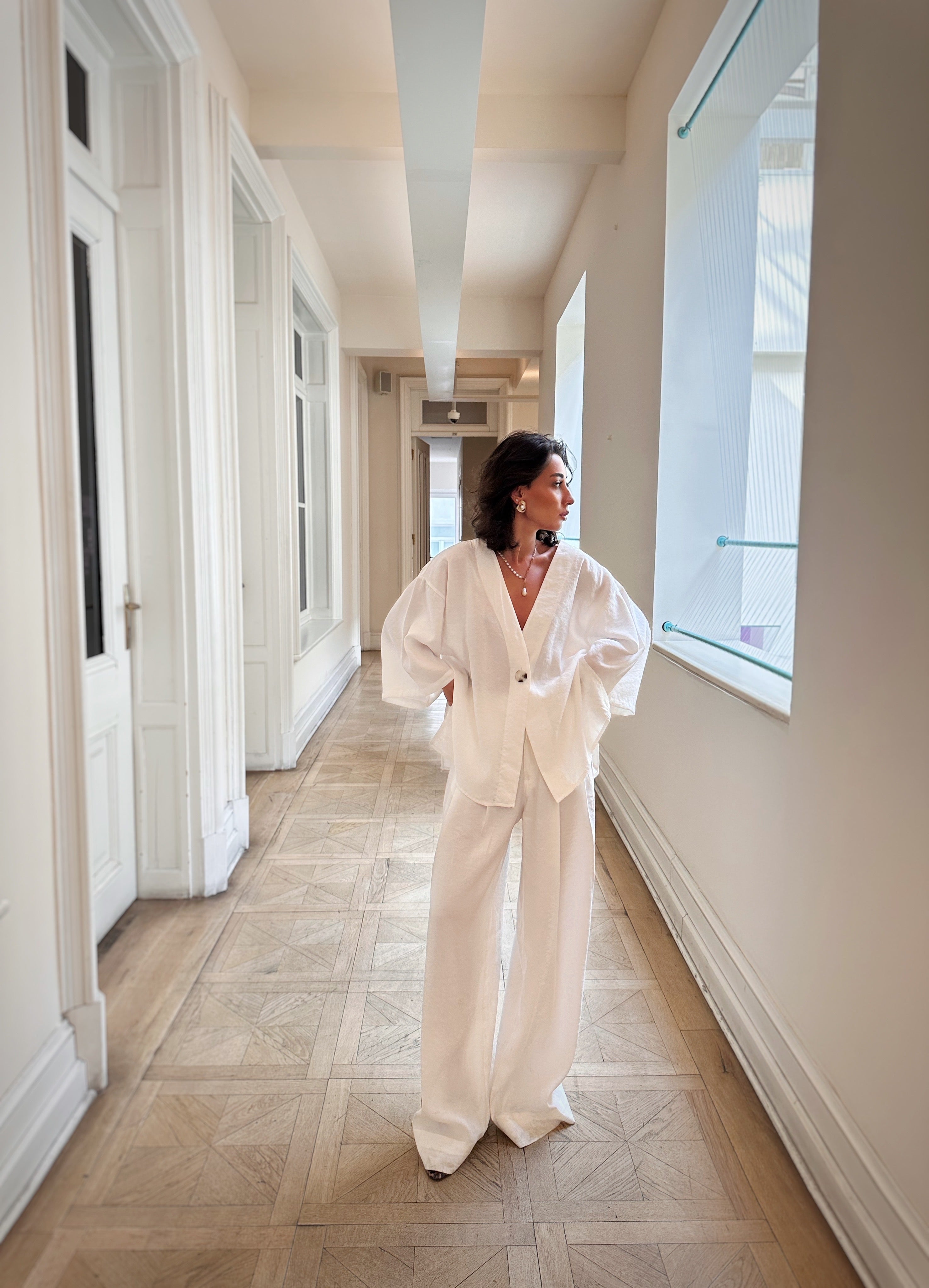 Önden Bağlamalı Bluz Pantolon Takım