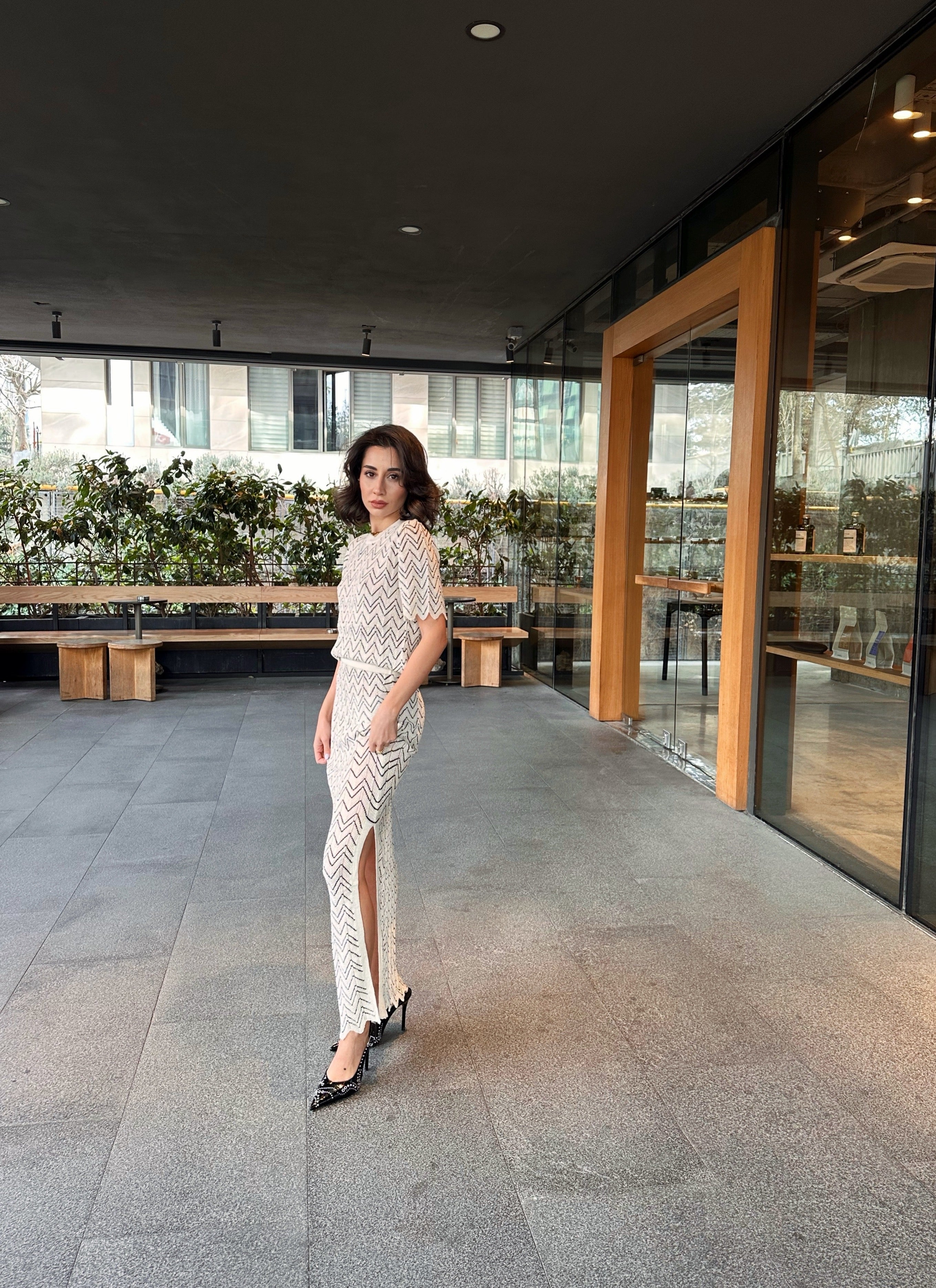 Desenli Etek Triko Takım