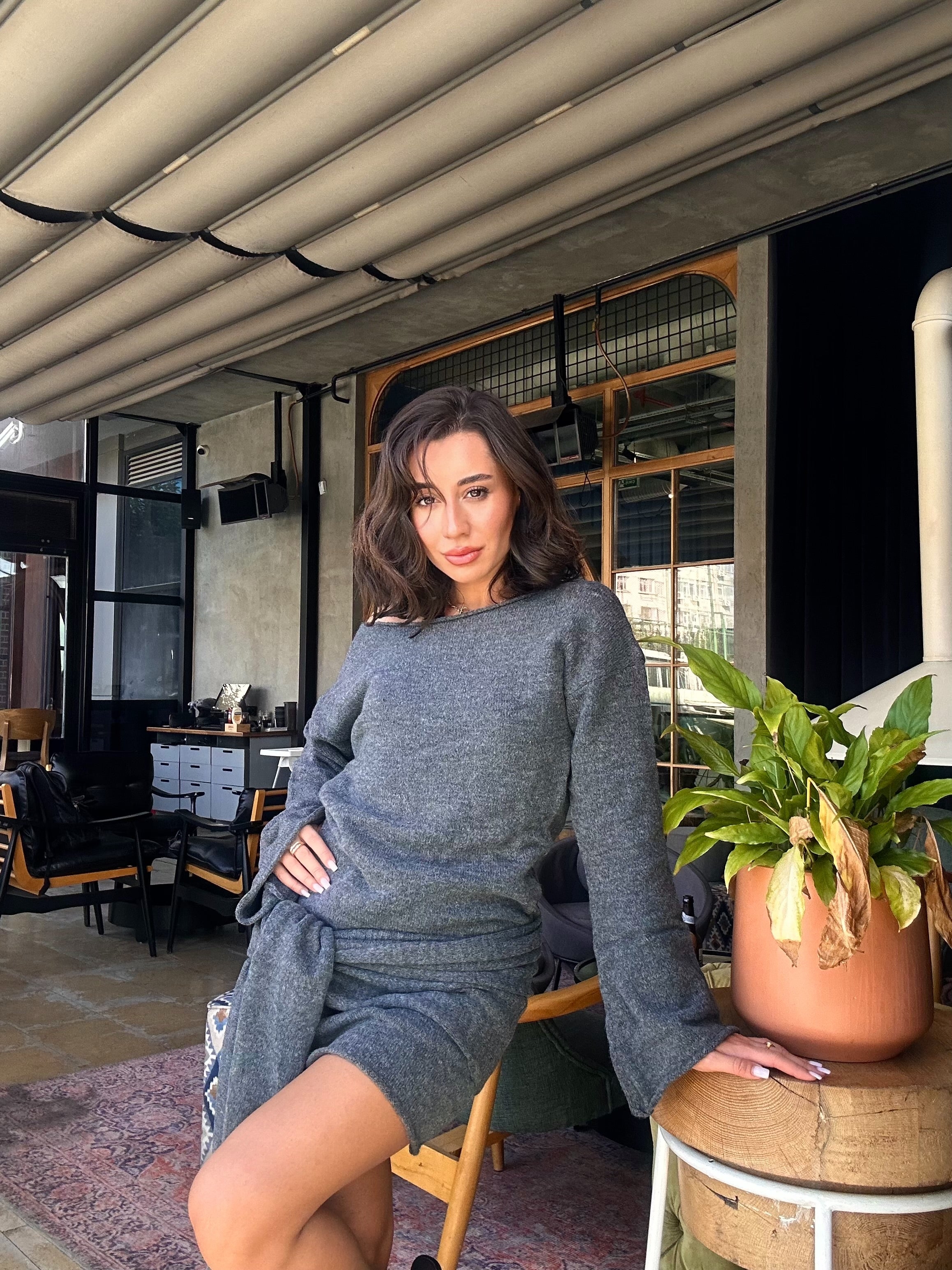 Şal Detaylı Elbise