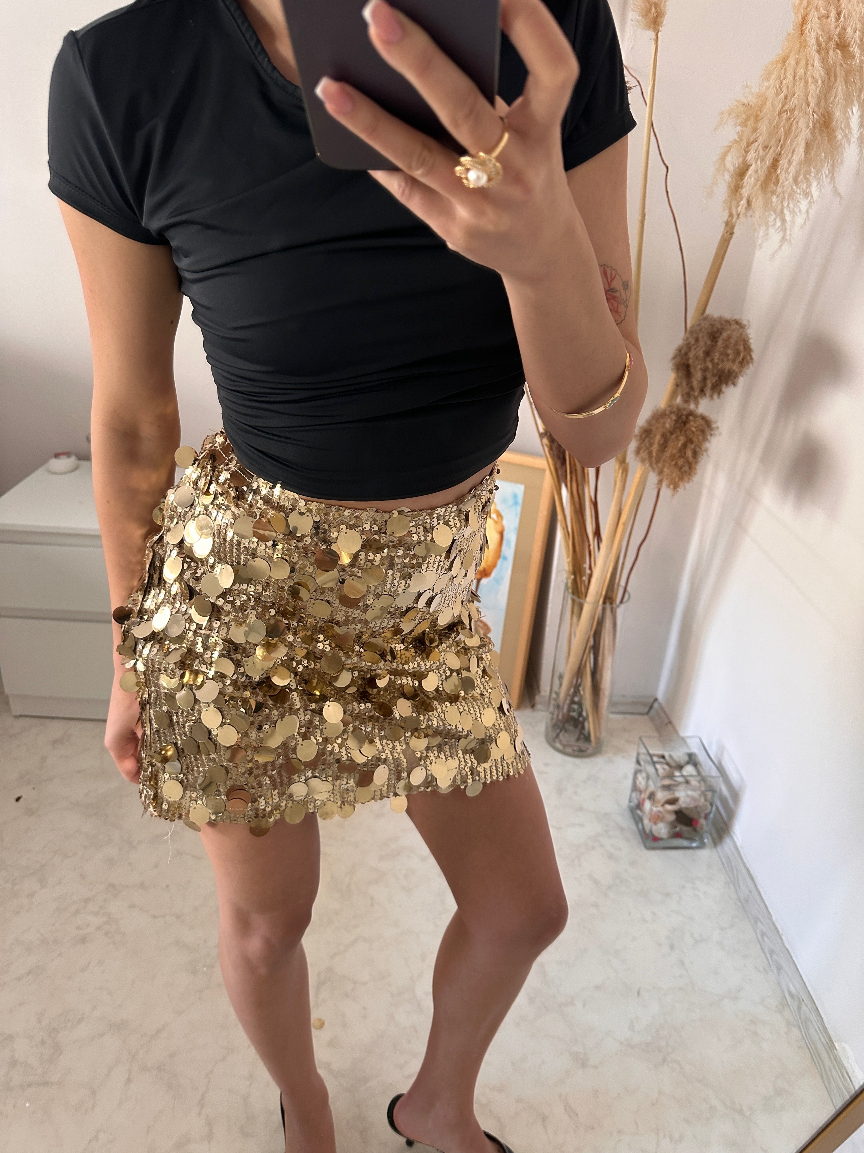 Pullu Payetli Tasarım Etek