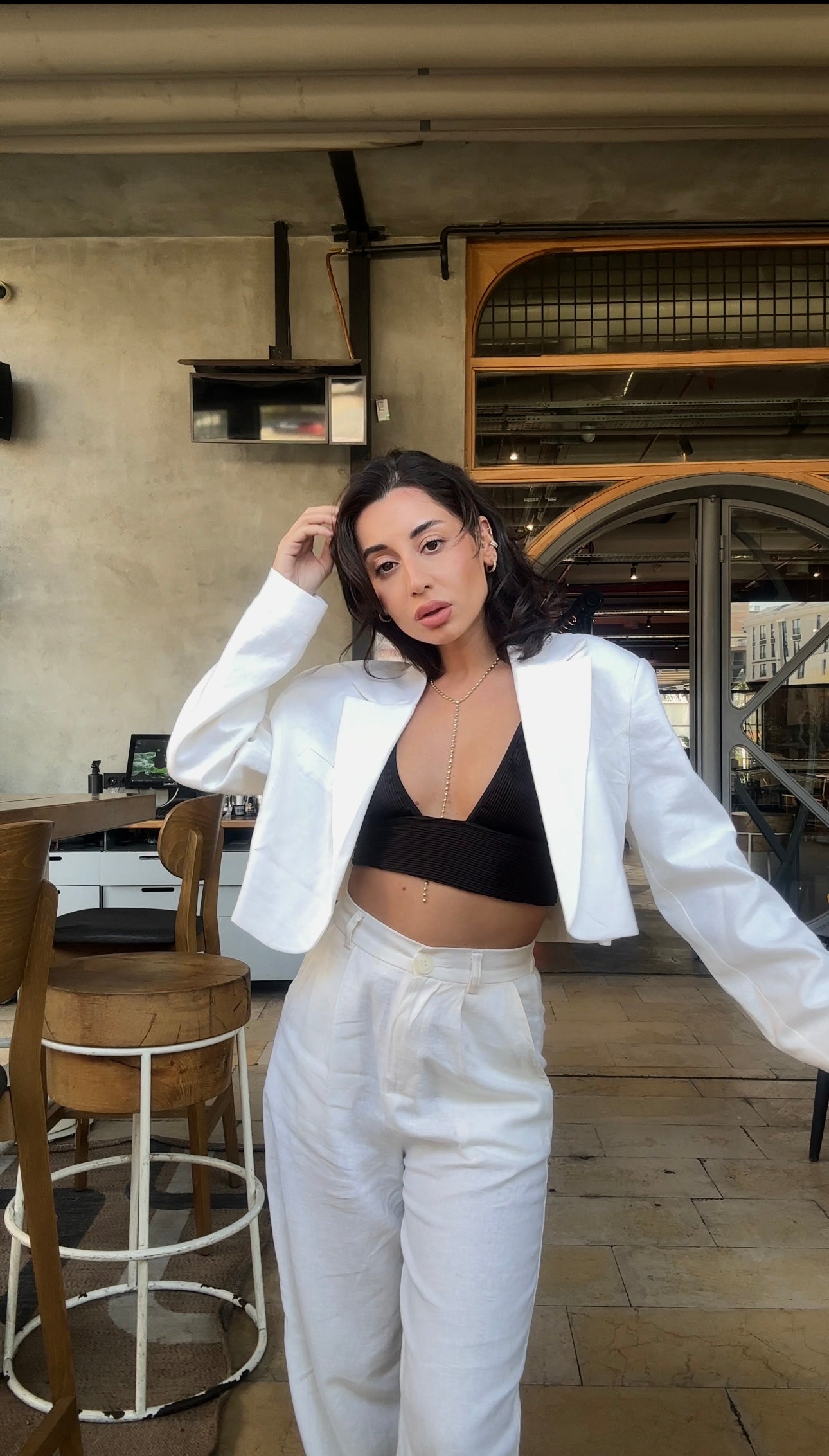 Ivory Muse Crop Ceket Takım