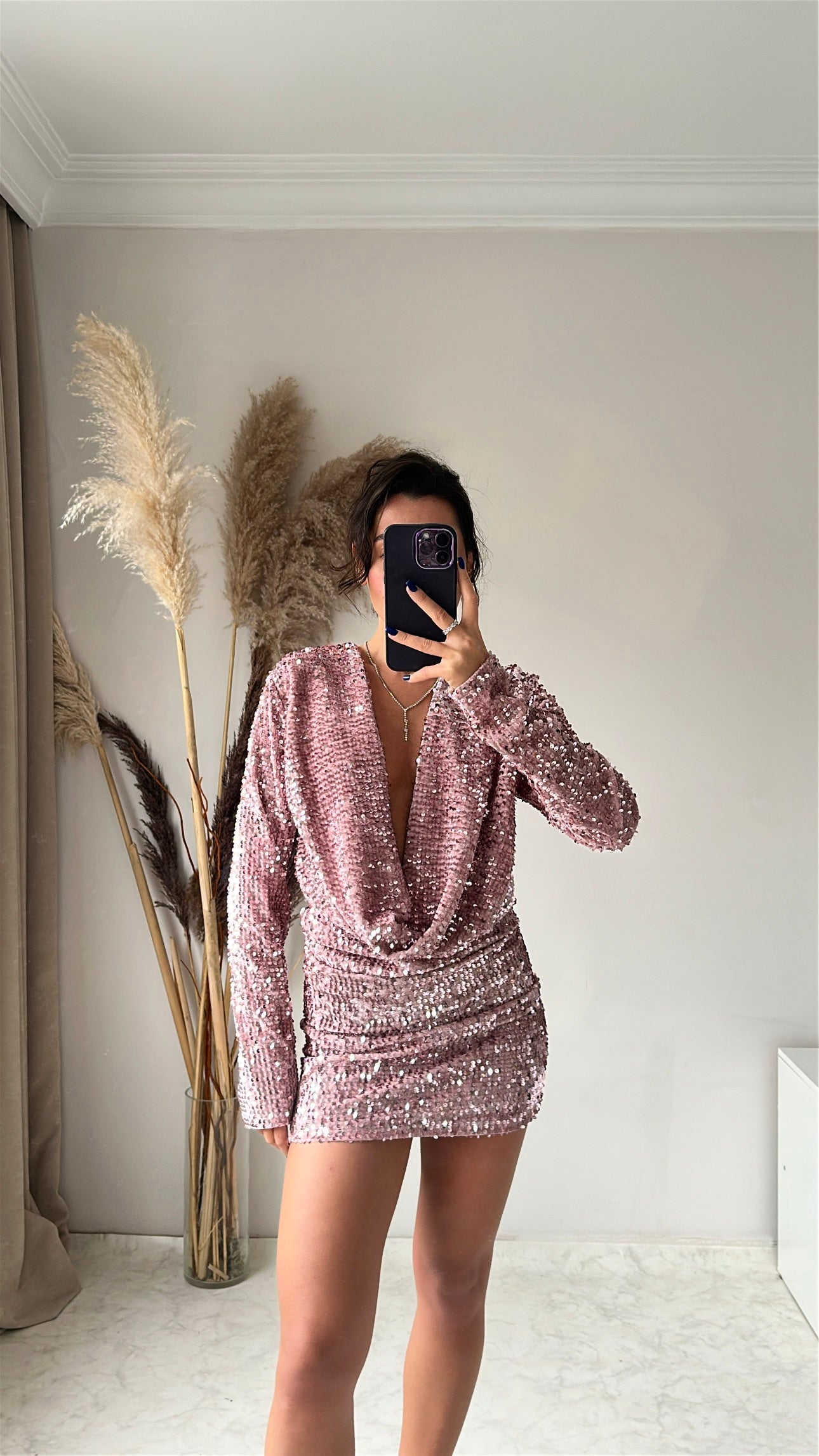 Pul Payet Pembe Elbise