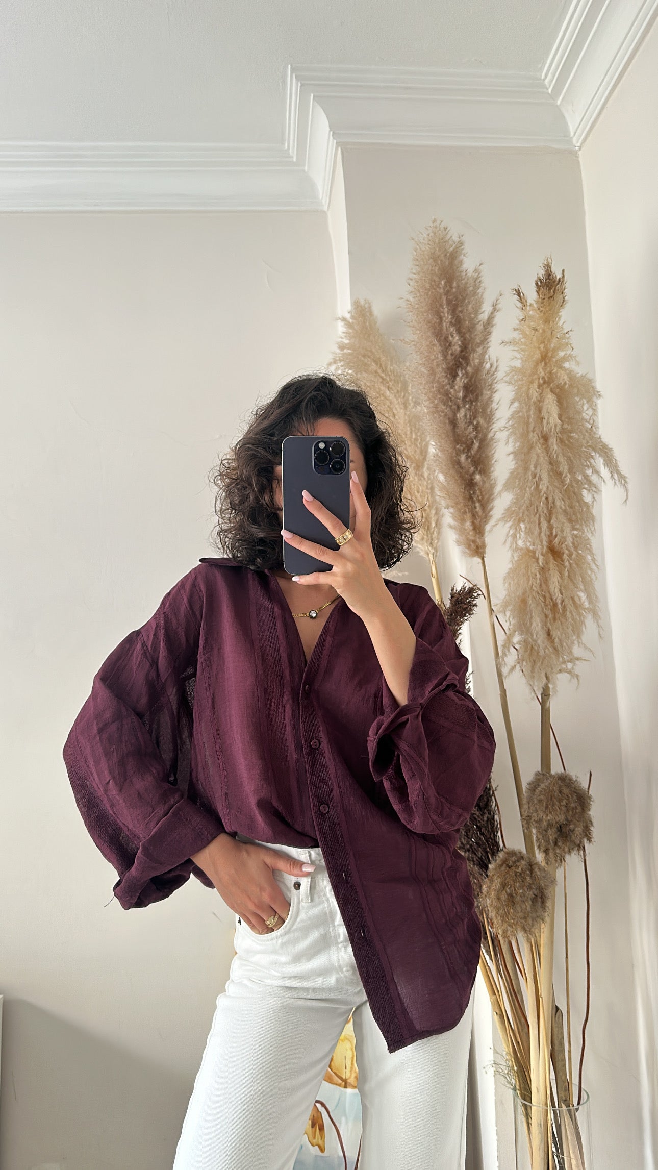 Oversize Şerit Detaylı Gömlek