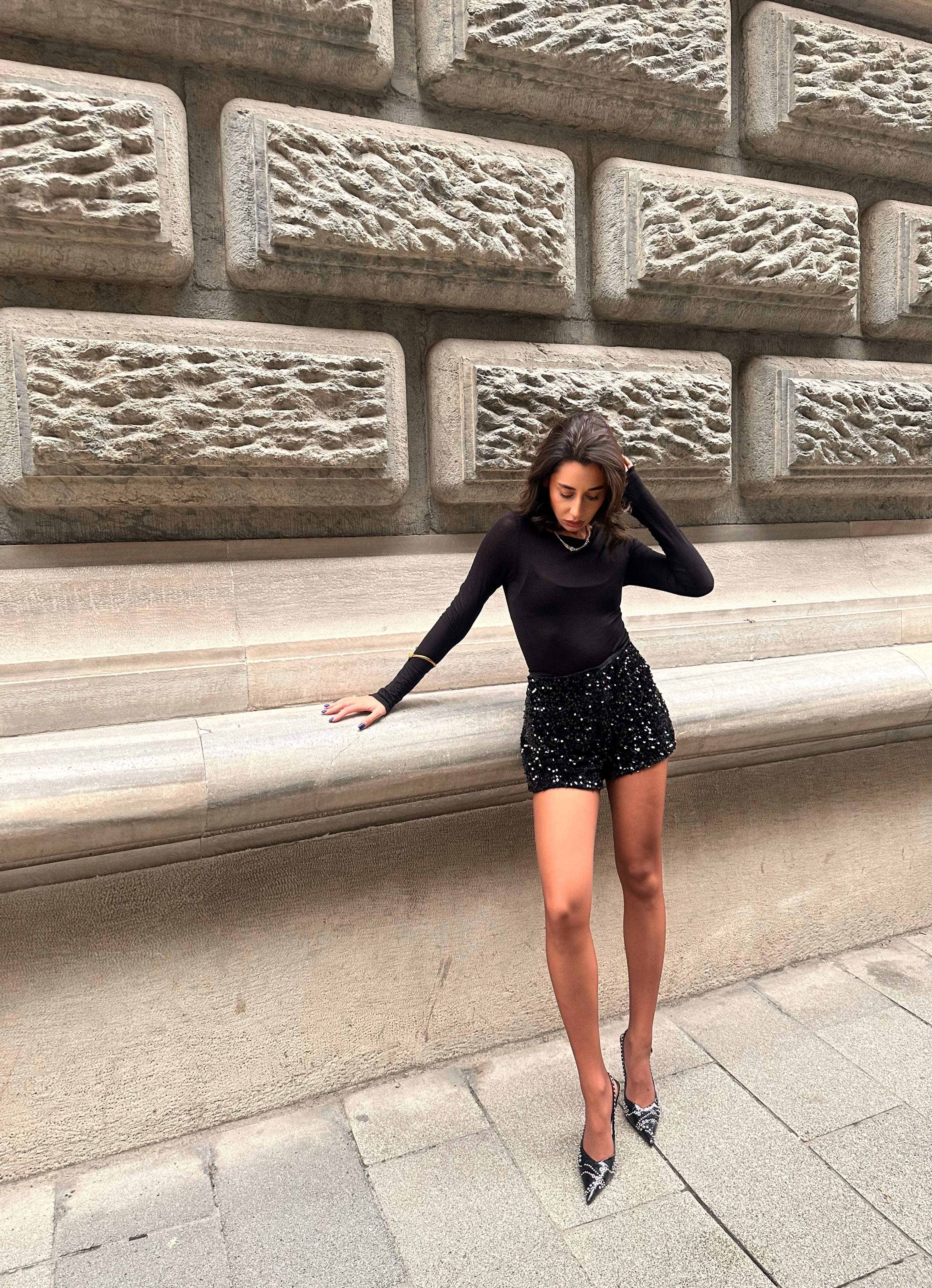 Glam Payetli Mini Şort