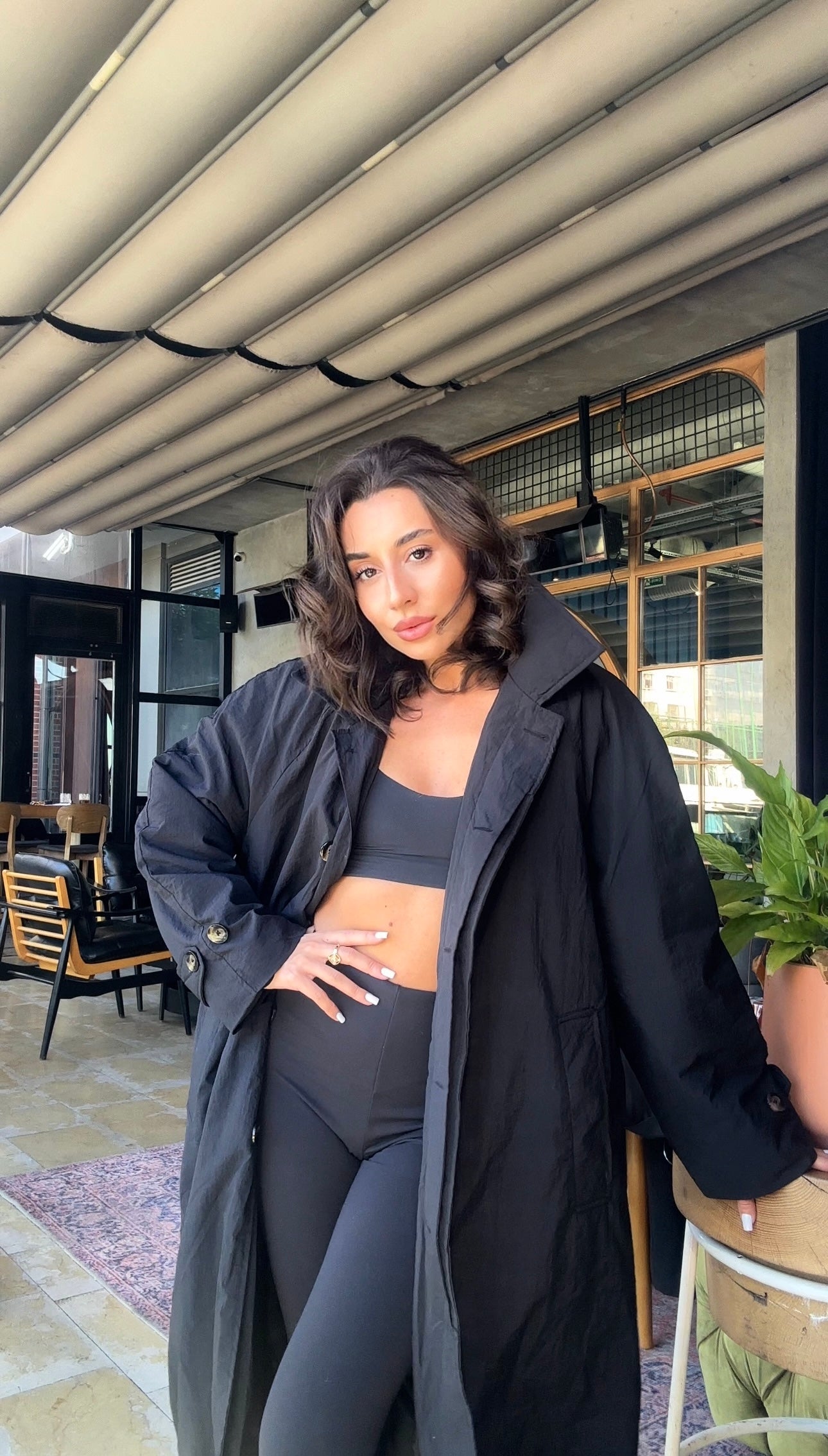 Puffer Maxi Siyah Uzun Yağmurluk Mont