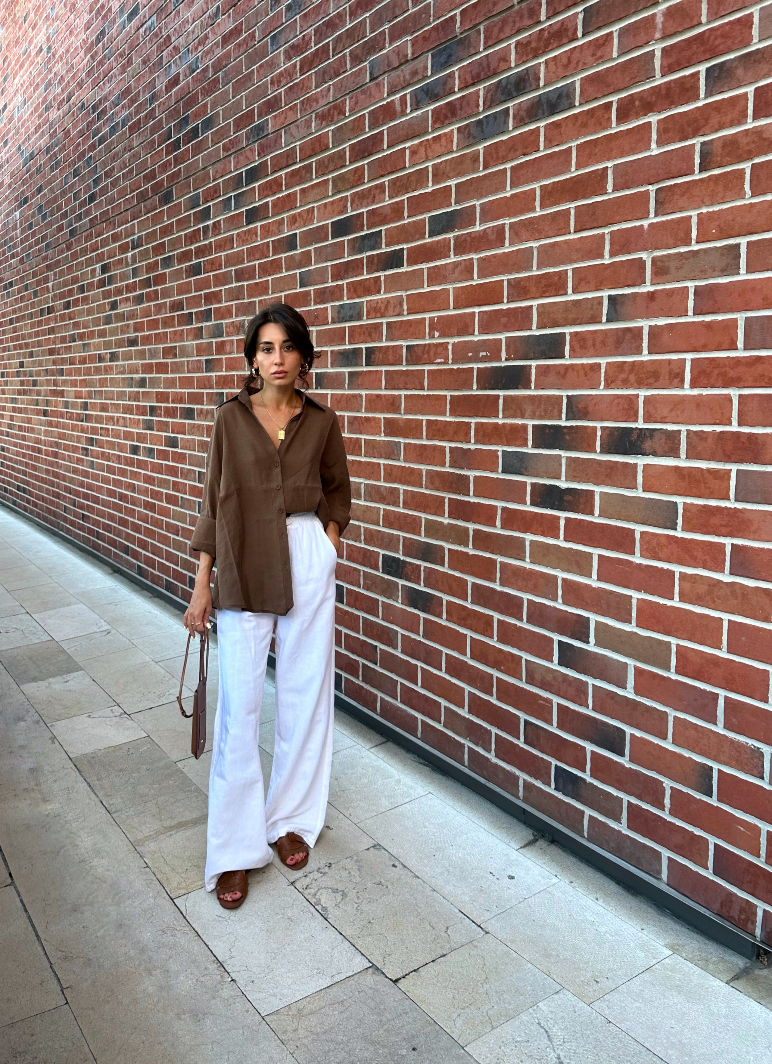 Oversize Kahverengi Gömlek