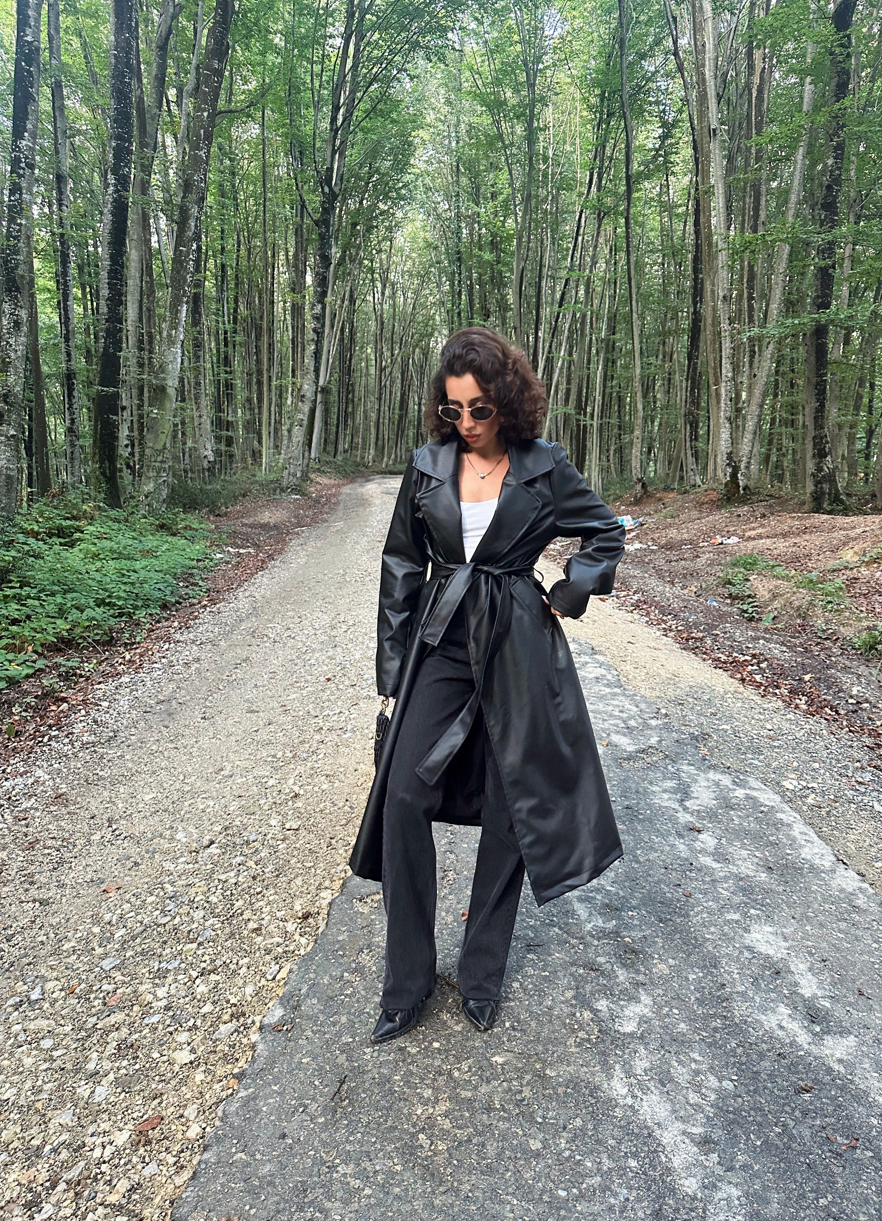 Premium Kemerli Deri  Trençkot